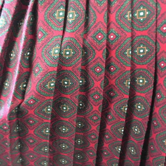 Vintage 70s 80s Schrader Sport Double Breasted Pleated Secretary Dress Red Green - Picture 7 of 10